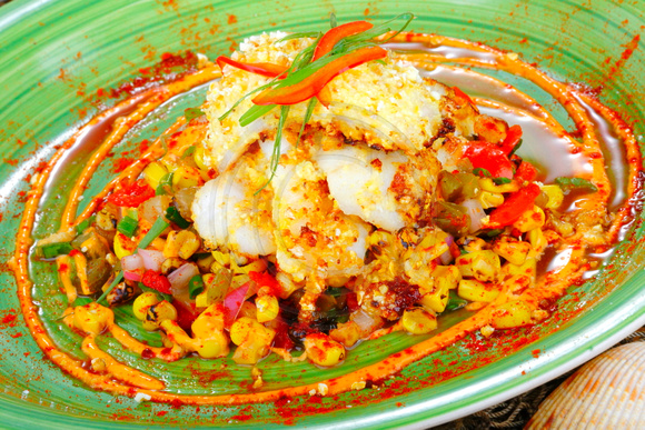 White Cheddar Popcorn Crusted Lionfish from Chef Chris Sherrill at the Flora-Bama Yacht Club!